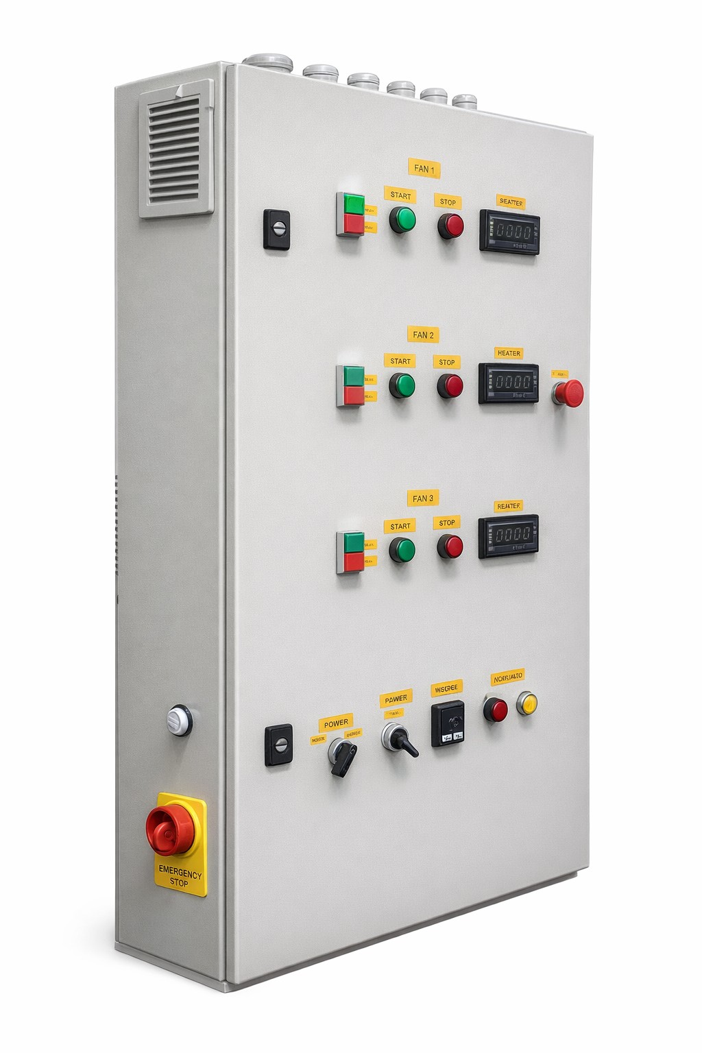 Painel de comando e circuito área TGVP, feito de chapa ou caixa alumínio